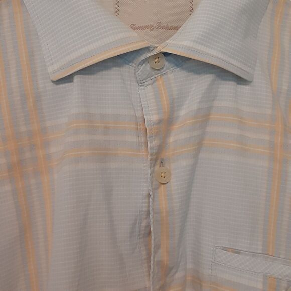 Tommy Bahama Button Up Shirt XL Blue Yellow Plaid Long Sleeve Button Up - Picture 3 of 9